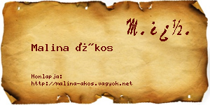 Malina Ákos névjegykártya